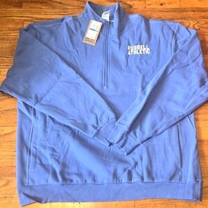 NWT-Vintage Russell Athletic 1/4 Zip Sweatshirt W/Pocket~ Men’s XL SKY Blue